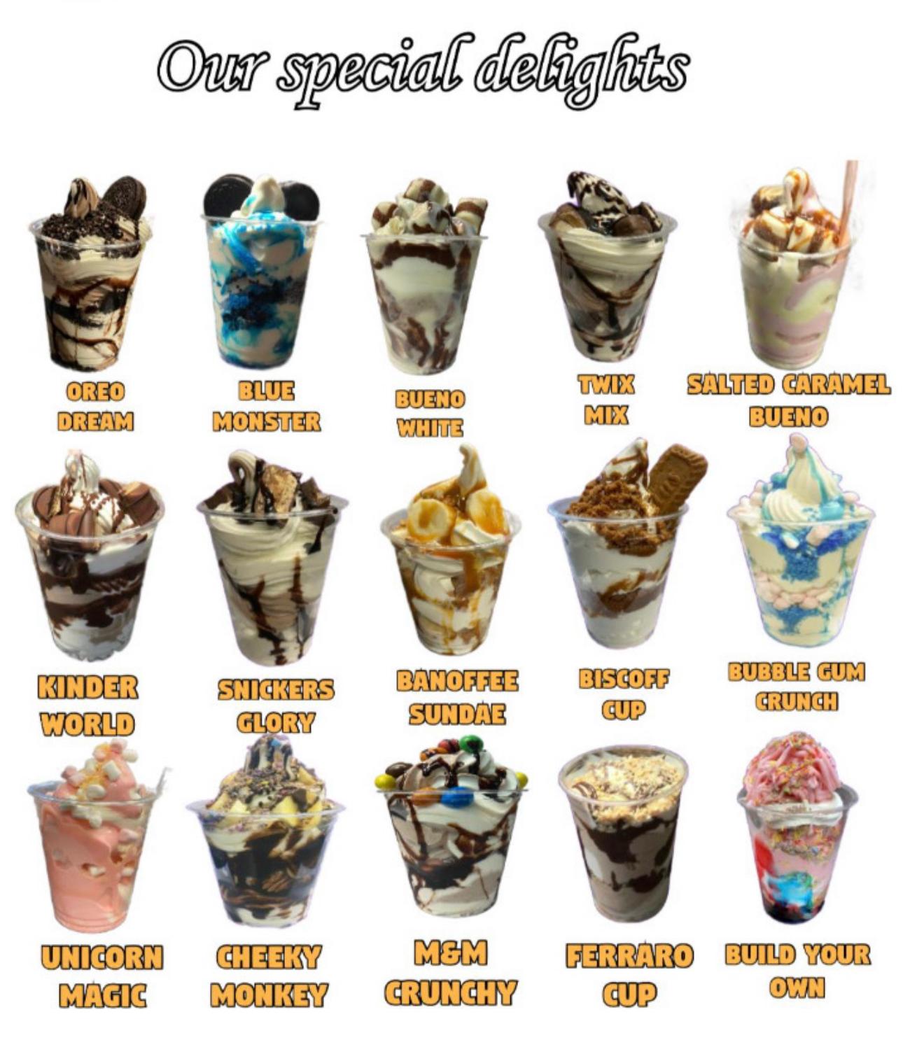 Ice cream sundaes at King Kebabish Pizza Aston Village